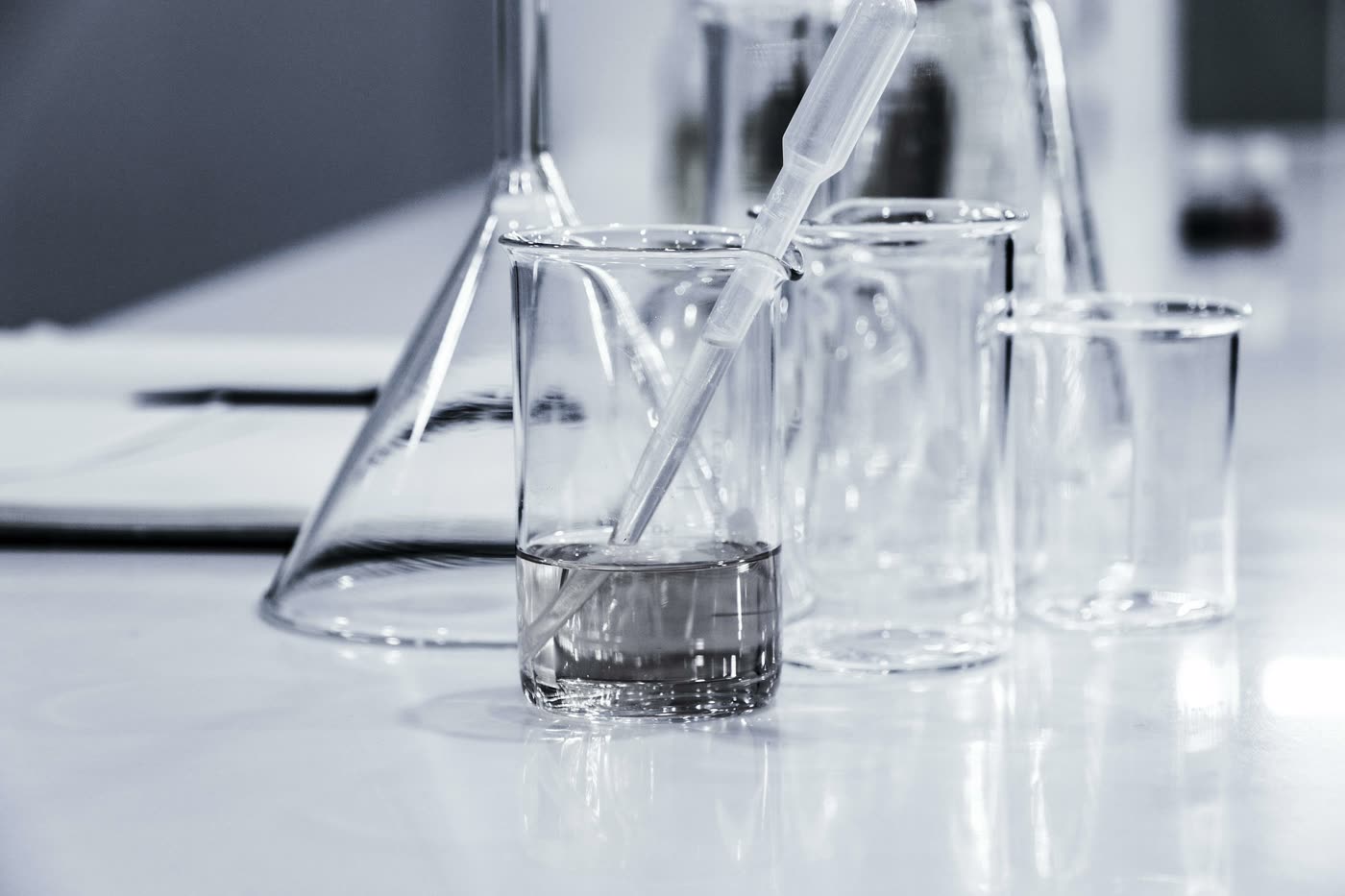 Laboratory glassware in the Syndet R&D facility